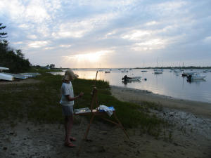 Katie painting at Monomoy